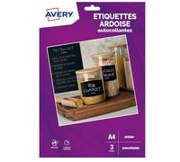 AVERY - Pochette de 3 Autocollants A4 Aspect Ardoise Personnalisables