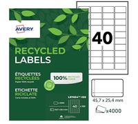 Avery Pochette 4000 étiquettes autocollantes LR7654-100 100% recyclées 45,7 x 25,4 mm