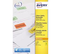 AVERY - Pochette de 480 étiquettes jaunes autocollantes et amovibles, Personnalisables et imprimables, Format 63,5 x 33,9 mm, Impression laser / jet d'encre, (L6035-20)