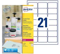 Avery Étiquettes autocollantes L7782 – Clair, adhésif permanent, 63,5×38,1 mm, 525 (25x21)