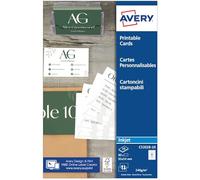 AVERY - Pochette de 80 cartes de visite à bords lisses imprimables recto/verso. En carte blanche brillante 240g/m². Format 85 x 54 mm. Impression jet d'encre. (C32028-10)