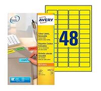 AVERY - Pochette de 960 étiquettes jaunes autocollantes et amovibles, Personnalisables et imprimables, Format 45,7 x 21,2 mm, Impression laser / jet d'encre, (L6041-20)