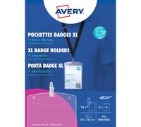 Avery Pochettes pour badges 105 x 148 mm + tours de cours - 4834 - Lot de 10