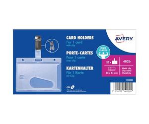 Avery Porte-Badges 54x85 mm Transparent - Lot de 25 avec Pince Métal 4826-25