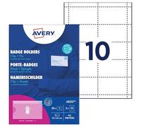 Avery Porte-badges Combi pince et épingle – 50 inserts inclus – 90 x 54 mm – Laser et jet d'encre