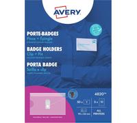 AVERY Porte-badges Combi Pince et Epingle 50 Inserts Inclus Format 90 x 54 mm Impression Laser et Jet d'encre