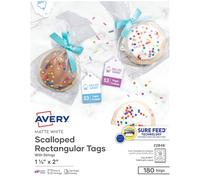 Avery Printable Tags with Strings, Scallop, 2 x 1.25 Inches, Pack of 180 (22848) by Avery