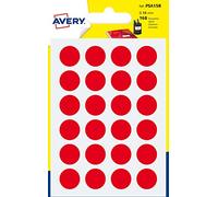 Avery PSA15R Etui de 168 Pastilles diamètre 15 mm A6 Rouge