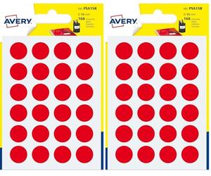 Avery PSA15R Etui de 168 Pastilles diamètre 15 mm A6 Rouge (Lot de 2)