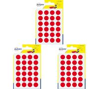 Avery PSA15R Etui de 168 Pastilles diamètre 15 mm A6 Rouge (Lot de 3)