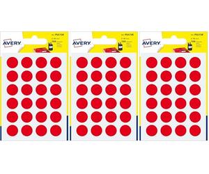 Avery PSA15R Etui de 168 Pastilles diamètre 15 mm A6 Rouge (Lot de 3)