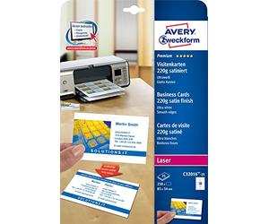 Avery Quick&Clean Lot de 25 cartes de visite Blanc 220 g/m² 250