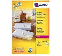 Avery QuickPEEL Recycled Labels - Adhésif permanent - blanc naturel - 33.9 x 99.1 mm 1600 étiquette(s) (100 feuille(s) x 16 étiquettes adresses Blanc G