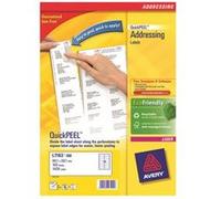 Avery QuickPEEL Recycled Labels - Adhésif permanent - blanc naturel - 38.1 x 99.1 mm 1400 étiquette(s) (100 feuille(s) x 14 étiquettes adresses Blanc G