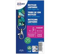 Avery R4828T 10 tours de cou recyclés pré-imprimé Tropical avec mousqueton | 10 tours de cou recyclés Tropical