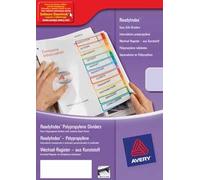 AVERY - Intercalaires ReadyIndex à 6 touches numériques (1-6) en couleurs assorties, Page de sommaire personnalisable et imprimable, Format A4, Matière polypropylène transparent 5258501 Blanc