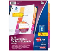 Avery Ready Index Table of Contents Dividers, 5-Tab Set, 3 Sets (11070)