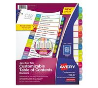 Avery Ready Lot de 12 intercalaires de table de matières 21,6 x 27,9 cm Blanc/multicolore
