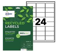 Avery Recycled Labels - Papier recyclé - mat - adhésif permanent - micro-perforé - blanc - 63.5 x 33.9 mm 360 étiquette(s) (15 feuille(s) x 24 étiquettes adresses