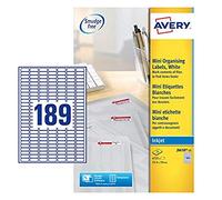 Avery Réf J8659REV-25 Lot de 4 725 mini étiquettes Jet d'encre 189 par feuille Blanc 25,4 x 10 mm