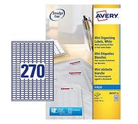 Avery Réf J8659REV-25 Lot de 6 750 mini étiquettes Jet d'encre 270 par feuille Blanc 17,8 x 10 mm