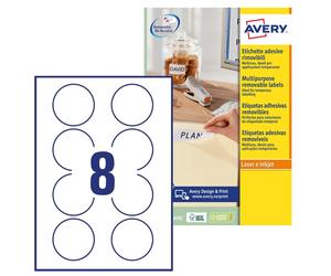 Avery Removable, Round, Circular Labels - Printable & Customizable, 8 per A4 She