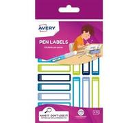 Lot de 30 étiquettes pour stylos Bleu/vert 50 x 10 mm