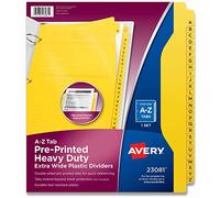 Avery robuste Plastique industrielle cloisons de séparation, 26 onglets A-Z, Jaune (23081)