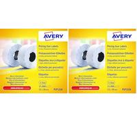Avery Rouleaux de 1500 Étiquettes Blanches Adhésif Amovible 26x12mm - 10 Rouleaux (Lot de 2)