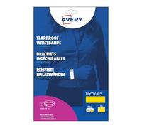 AVERY Sachet de 100 bracelets d’identification papier Tyvek jaune fluo, largeur 19 mm, résistants à l’eau, indéchirables, fermeture sécurisée, événements contrôle d’accès