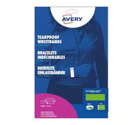 AVERY Sachet de 100 bracelets d’identification papier Tyvek vert fluo, largeur 19 mm, résistants à l’eau, indéchirables, fermeture sécurisée, événements contrôle d’accès