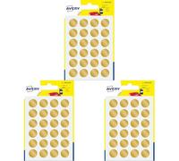 AVERY - Sachet de 120 pastilles autocollantres couleur or. Diamètre 15 mm. (Lot de 3)