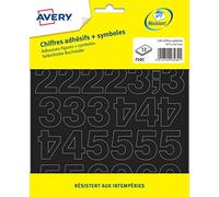 AVERY - Sachet de 138 chiffres autocollants noirs (+ symboles), Taille 75 mm