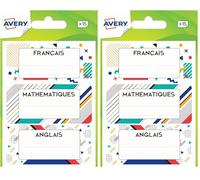 AVERY - Sachet de 15 étiquettes matières scolaires design graphique. Format 76 x 34 mm (Lot de 2)