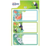 AVERY - Sachet de 15 étiquettes scolaires fantaisie adesign jungle, format 7,6 x 3,4 cm