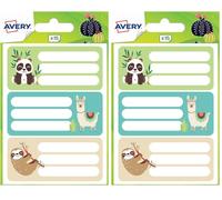 AVERY - Sachet de 15 étiquettes scolaires fantaisie design lama et cactus. Format 76 x 34 mm (Lot de 2)