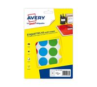 Avery Sachet De 168 Pastilles Ø30 Mm Imprimables Coloris Assortis