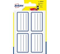 AVERY - Sachet de 20 étiquettes écolier lignées bleues. Format 36 x 56 mm.