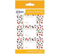 AVERY - Sachet de 21 étiquettes confitures fruits rouges - 95x40 mm