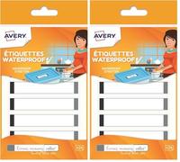 AVERY - Sachet de 24 étiquettes autocollantes auto-plastifiées grises - Résistantes au lave vaisselle et au four micro ondes - Format 86 x 17mm (Lot de 2)