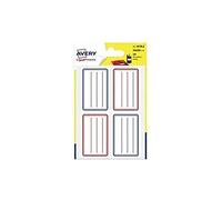 Etiquettes adhésives scolaires 36 x 56 mm Avery - Blanc lignes bleues et rouges - Pochette de 24