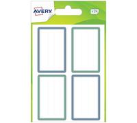Avery - Sachet De 24 Étiquettes Scolaires Lignées Bleue et Verte, 36 x 56 mm, Blanc Avec Lignes Bleues et Verte, Étiquettes Autocollantes Pour Nom, Prénom Et Matières, Autocollant Personnalisé