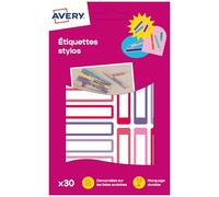 Avery 30 étiquettes autocollantes 50×10 mm Rose‑Violet inscriptible adhésif permanent