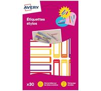 AVERY - Sachet de 30 étiquettes pour stylos, jaune orange rouge violet, Format 50 x 10 mm