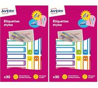AVERY - Sachet de 30 étiquettes pour stylos. Thème Smileys. Format 50 x 10 mm.