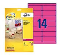 Avery Sachet de 350 étiquettes enlevables 99,1 x 38,1 mm Rose Fluo