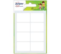 Avery Sachet de 48 Étiquettes Autocollantes Blanches Multi-Usages Écriture Manuscrite Inscriptible Organisation Maison Bureau École Identification et Rangement