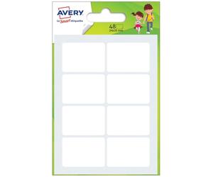 Avery Sachet de 48 Étiquettes Autocollantes Blanches Multi-Usages Écriture Manuscrite Inscriptible Organisation Maison Bureau École Identification et Rangement