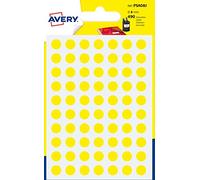 AVERY - Sachet de 490 pastilles jaunes autocollantes, Diamètre 8mm