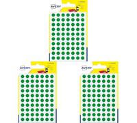 Avery - Sachet de 490 Pastilles Vertes Autocollantes, Diamètre 8mm (Lot de 3)